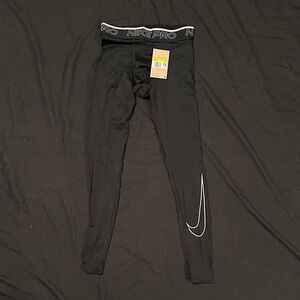 Nike Men’s  Black Leggings with White Accents